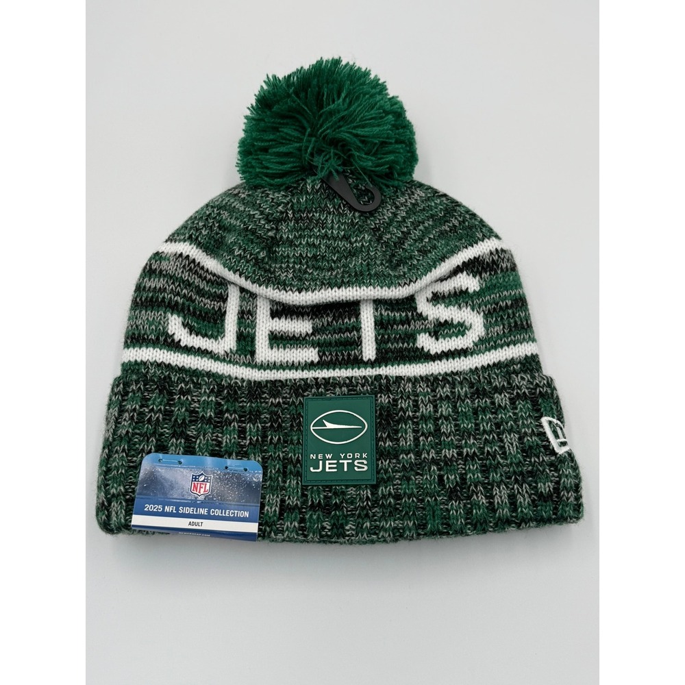 New York Jets New Era 2025 NFL Sideline Collection Pom Beanie Knit‎ Hat 60731672